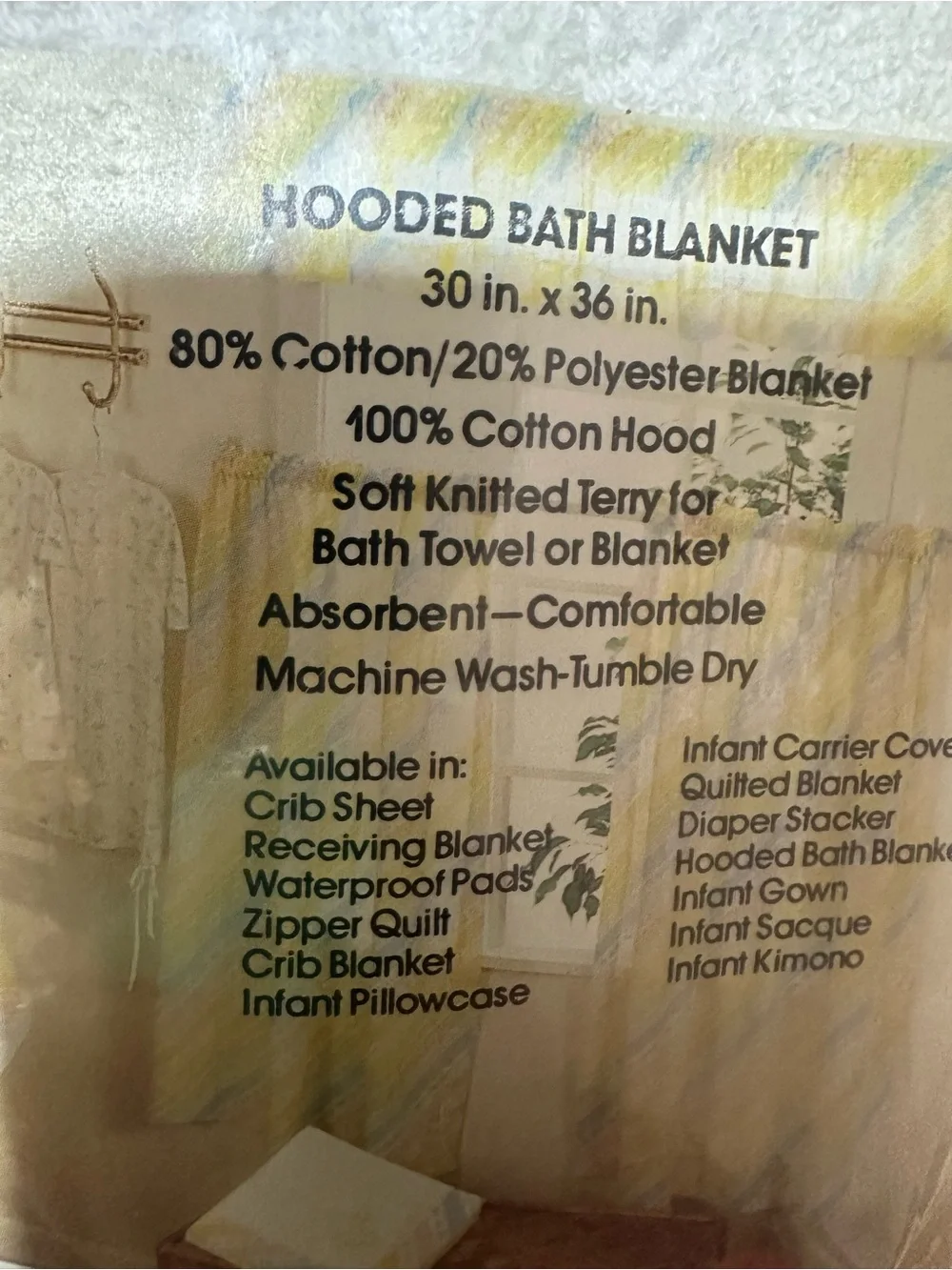Vintage Riegel Teddy Time Hooded Bath Towel Baby Bright Pastel Checkered